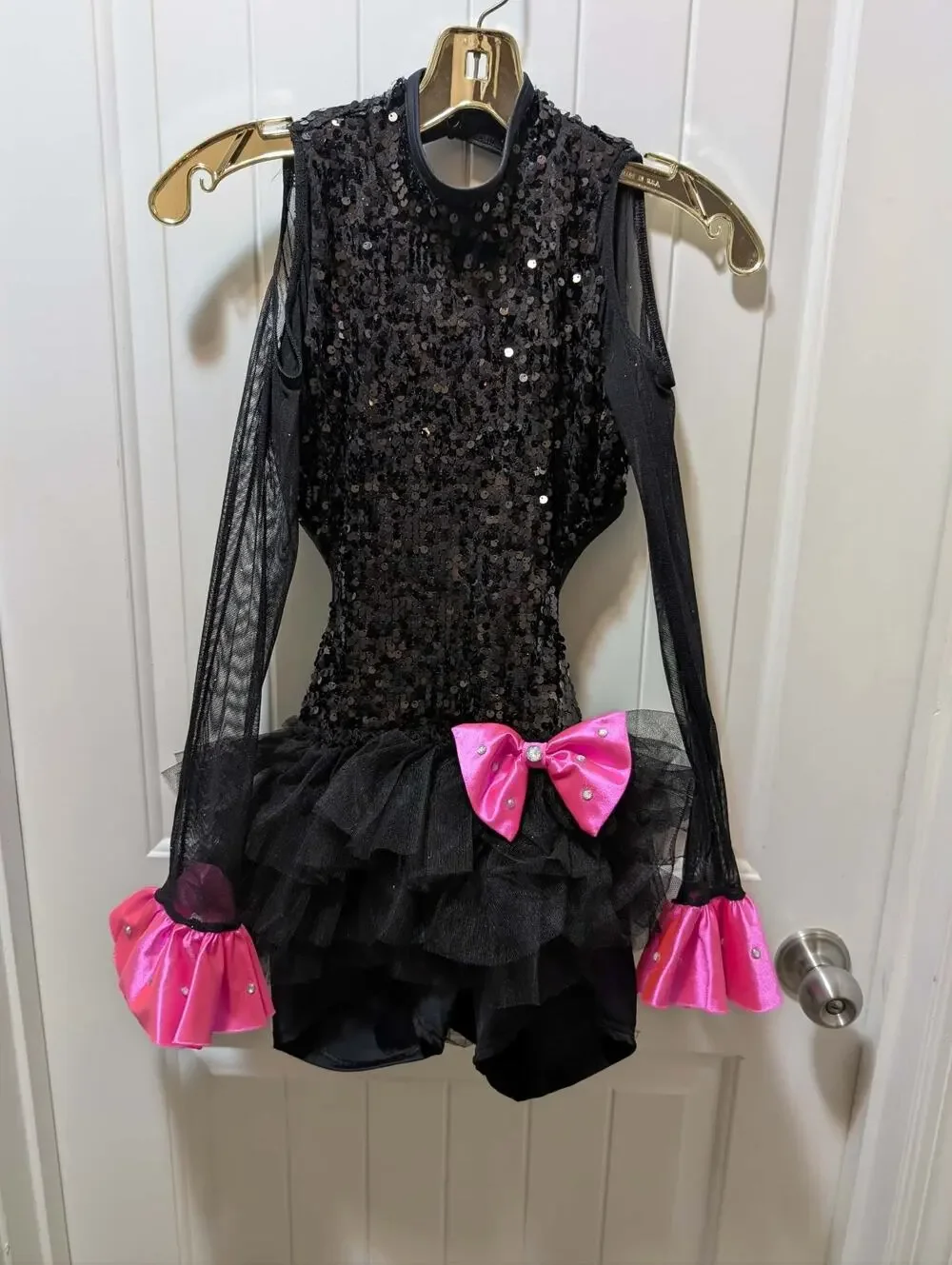 Dance Costume Weissman Black Pink Child Jazz Sequin Tap Sequin LC (14) Bow